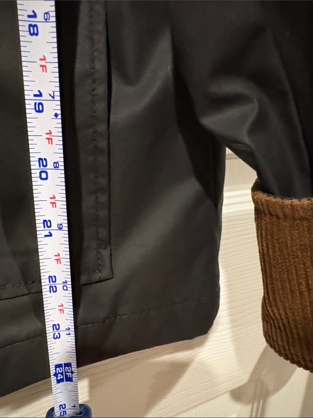 Sanctuary Black Utility Jacket with Brown Corduroy Trimmed Collar - Picture 7 of 11